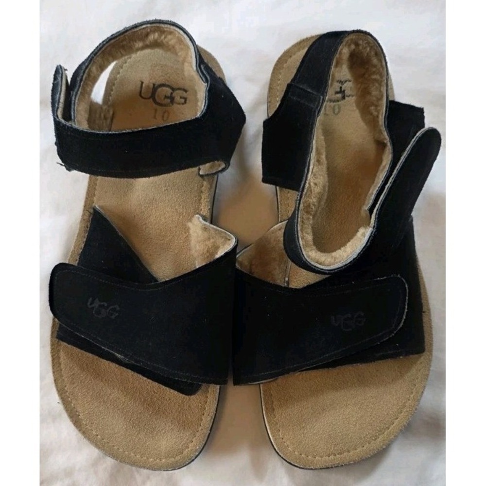 Ugg Womens Black Slip On‎ Sandals Size 10 Adjustable Straps